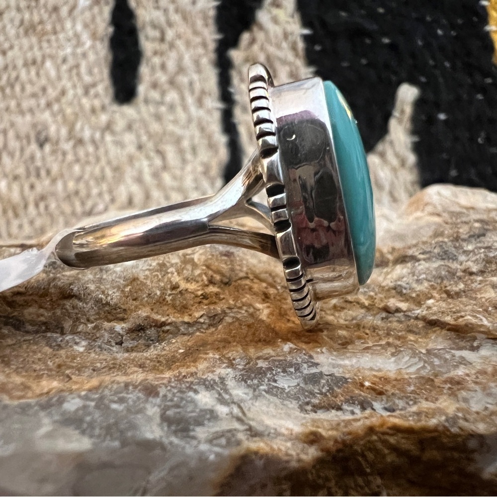 ❤️ Signed Native Arlene Yazzie Kingman Turquoise Sterling Navajo Size 6.75 Ring - Picture 4 of 17